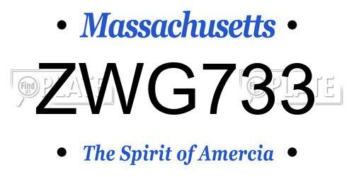 ZWG733 Massachusetts License Plate