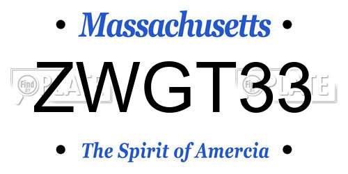 ZWGT33 Massachusetts License Plate