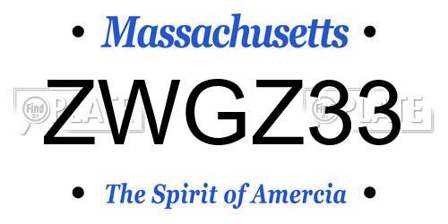 ZWGZ33 Massachusetts License Plate