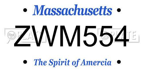 ZWM554 Massachusetts License Plate