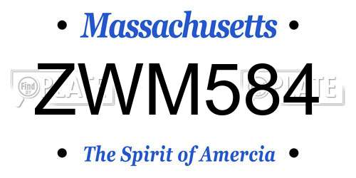 ZWM584 Massachusetts License Plate