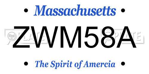 ZWM58A Massachusetts License Plate