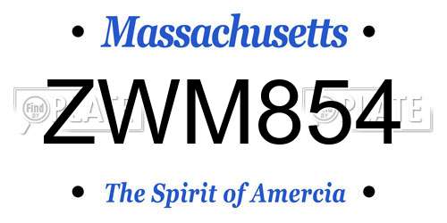 ZWM854 Massachusetts License Plate