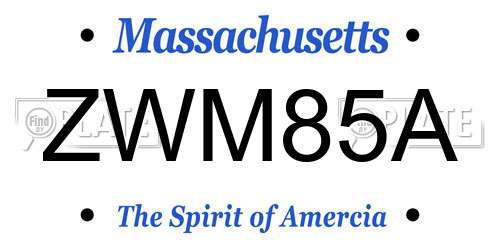 ZWM85A Massachusetts License Plate