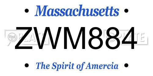 ZWM884 Massachusetts License Plate