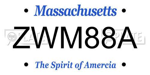 ZWM88A Massachusetts License Plate