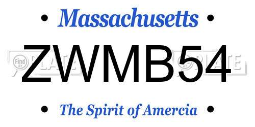 ZWMB54 Massachusetts License Plate