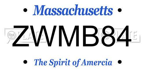 ZWMB84 Massachusetts License Plate