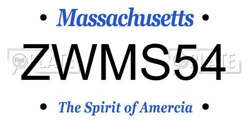 ZWMS54 Massachusetts License Plate