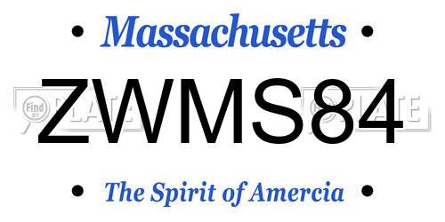 ZWMS84 Massachusetts License Plate