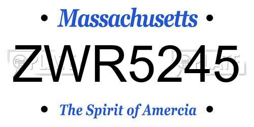 ZWR5245 Massachusetts License Plate