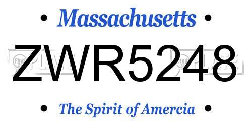 ZWR5248 Massachusetts License Plate