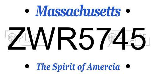 ZWR5745 Massachusetts License Plate