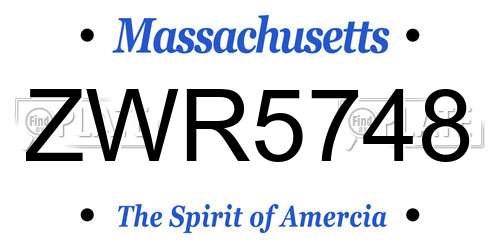 ZWR5748 Massachusetts License Plate