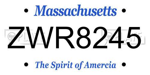 ZWR8245 Massachusetts License Plate