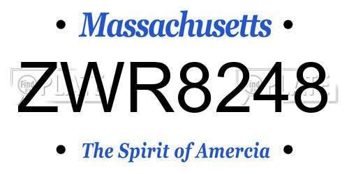 ZWR8248 Massachusetts License Plate
