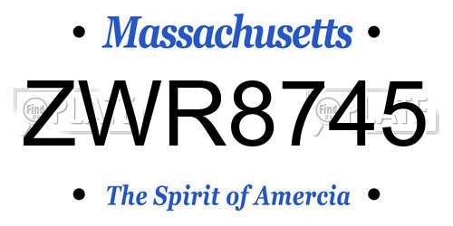 ZWR8745 Massachusetts License Plate
