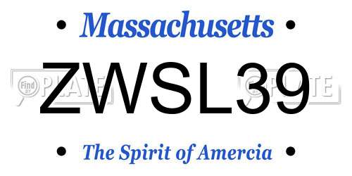 ZWSL39 Massachusetts License Plate