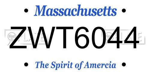 ZWT6044 Massachusetts License Plate