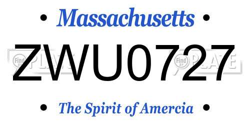 ZWU0727 Massachusetts License Plate