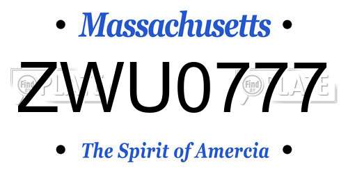 ZWU0777 Massachusetts License Plate