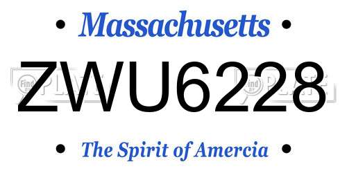 ZWU6228 Massachusetts License Plate