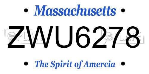 ZWU6278 Massachusetts License Plate