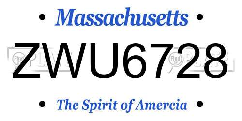 ZWU6728 Massachusetts License Plate