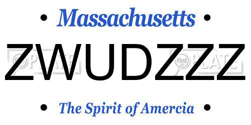 ZWUDZZZ Massachusetts License Plate