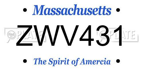 ZWV431 Massachusetts License Plate
