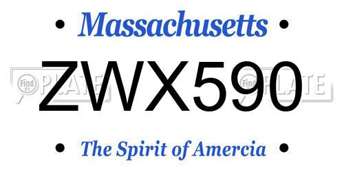 ZWX590 Massachusetts License Plate