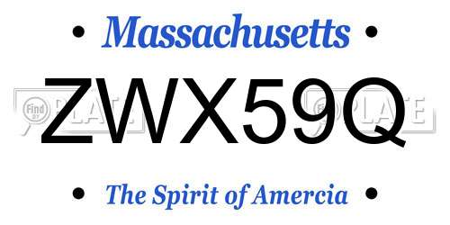 ZWX59Q Massachusetts License Plate