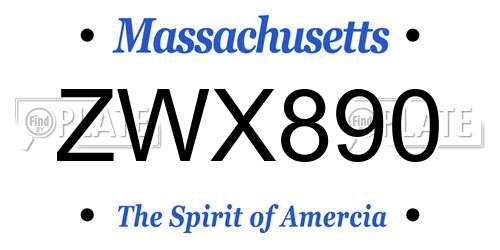 ZWX890 Massachusetts License Plate
