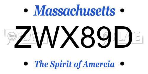 ZWX89D Massachusetts License Plate