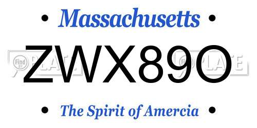 ZWX89O Massachusetts License Plate
