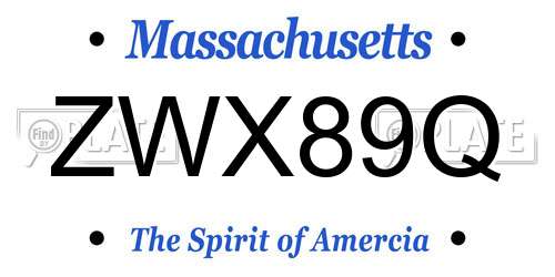 ZWX89Q Massachusetts License Plate