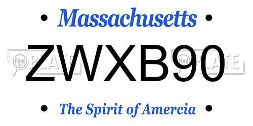 ZWXB90 Massachusetts License Plate