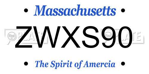 ZWXS90 Massachusetts License Plate