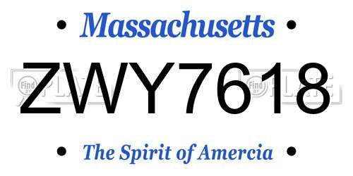 ZWY7618 Massachusetts License Plate
