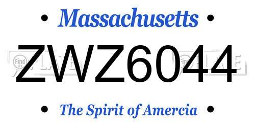 ZWZ6044 Massachusetts License Plate