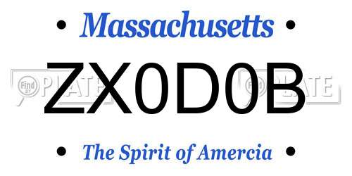 ZX0D0B Massachusetts License Plate