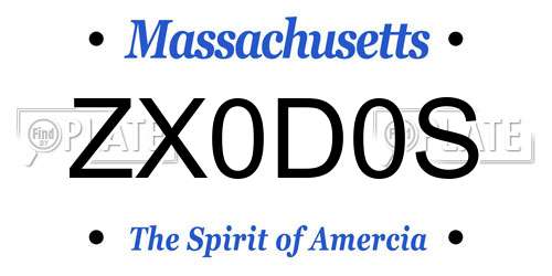 ZX0D0S Massachusetts License Plate