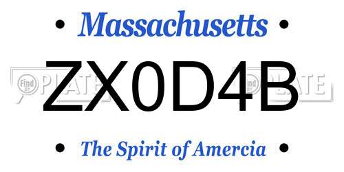 ZX0D4B Massachusetts License Plate