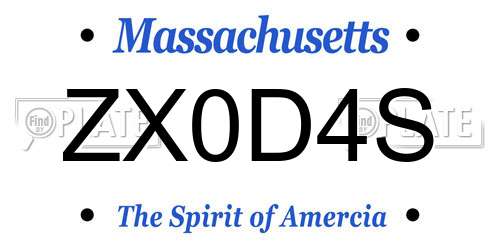 ZX0D4S Massachusetts License Plate