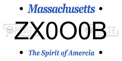 ZX0O0B Massachusetts License Plate