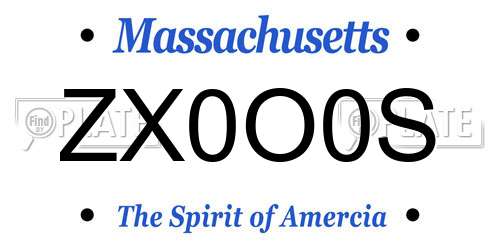 ZX0O0S Massachusetts License Plate