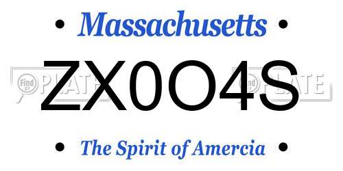 ZX0O4S Massachusetts License Plate