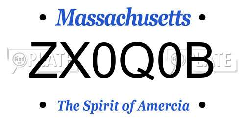 ZX0Q0B Massachusetts License Plate