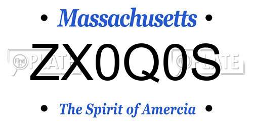 ZX0Q0S Massachusetts License Plate