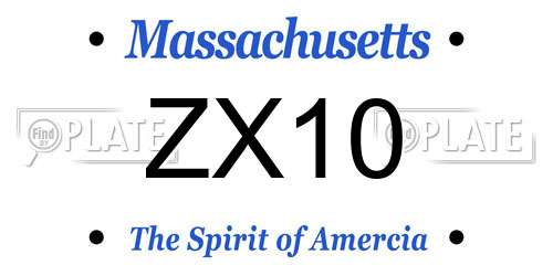 ZX10 Massachusetts License Plate